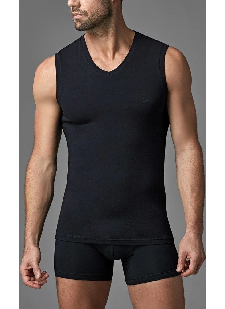 dagi Black Combed V-Neck Sleeveless Men's Undershirt