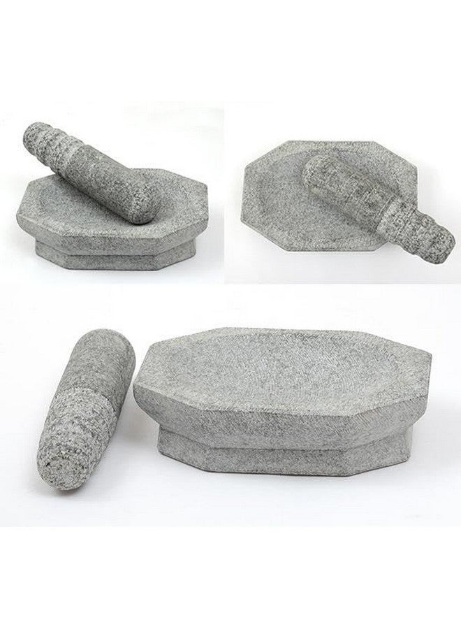 Subaa Kalvam Stone Mortar and Pestle Set Masher Khalbatta Kharal Musal for Kitchen Home Herbs and Spices -8Inch Grey - Image 5