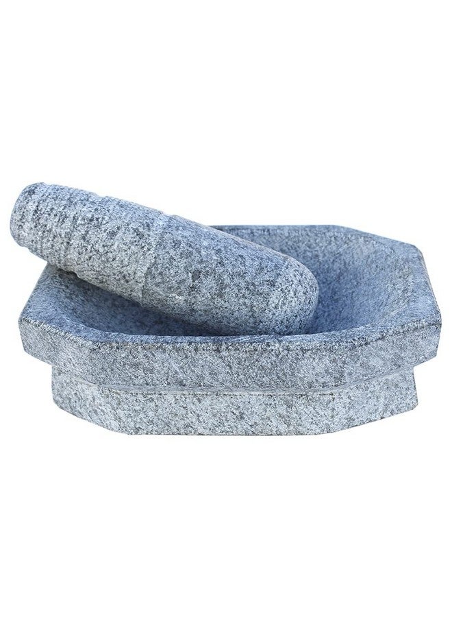 Subaa Kalvam Stone Mortar and Pestle Set Masher Khalbatta Kharal Musal for Kitchen Home Herbs and Spices -8Inch Grey - Image 4