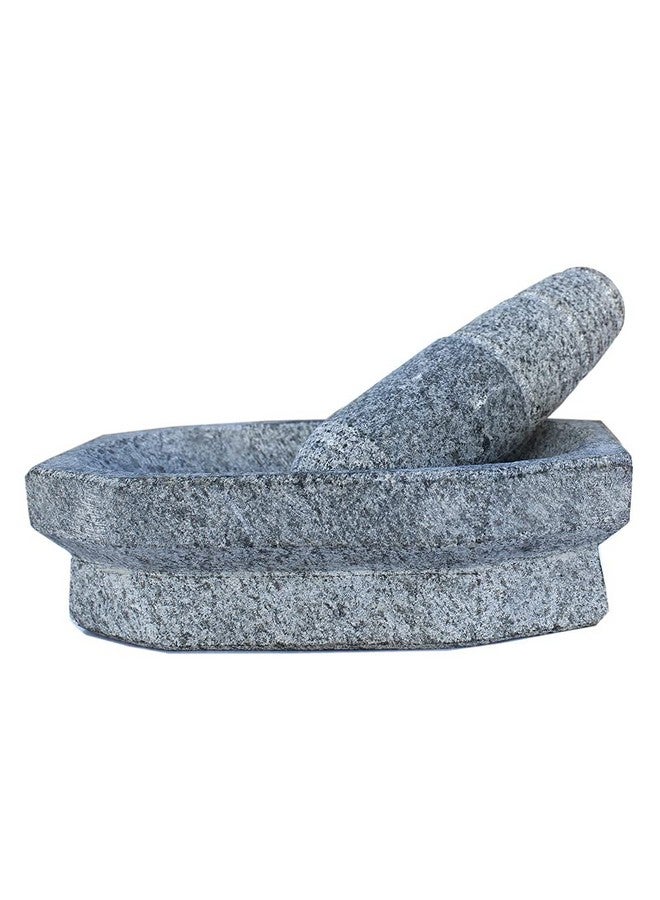 Subaa Kalvam Stone Mortar and Pestle Set Masher Khalbatta Kharal Musal for Kitchen Home Herbs and Spices -8Inch Grey - Image 3