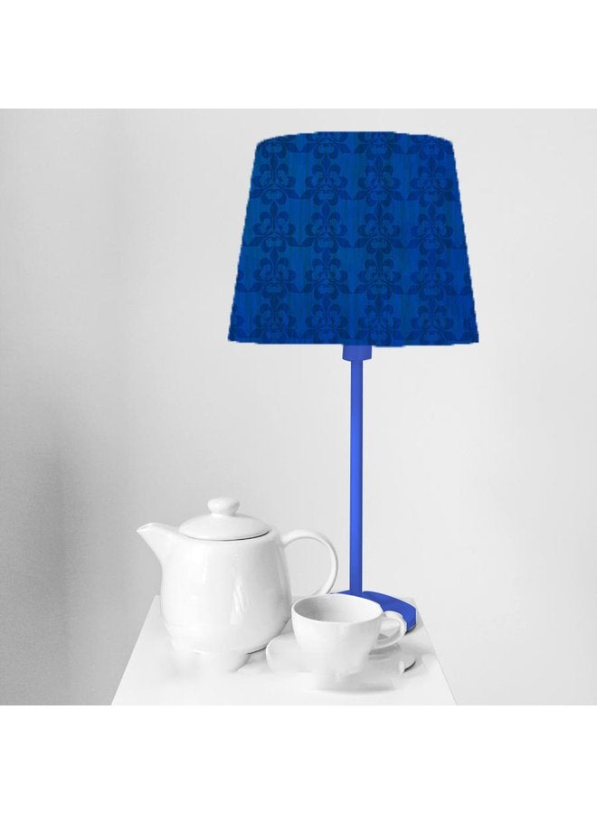 تبس هوم لمب اباجورة اطفال ماسورة لون ازرق بشابوه مطبوع مقاس 17/23 ارتفاع 20 سم - Image 1