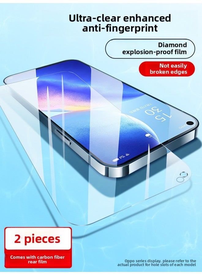 For Opporeno5 Tempered Film 6/7/8Pro/4SE Full Screen HD Mobile Phone Film A72/A93/A11/A-Colour:2 Pieces丨[ultra-clear Enhanced Anti-fingerprint] Diamond Explosion-proof And Non-breaking Edges*free Back Film`-Size:Oppo R15 Dream Mirror Edition