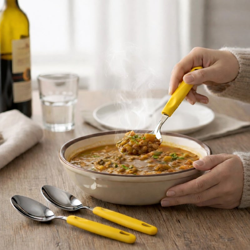 ديسينت ديسنت تيبل سبون سِت أوف 6 | ستينلس ستيل سمول تي سبونز | إيرغونومِك هاندل | ميرر فينيش | دزرت سبونز فور هوم، كيتشن، ريستورانت، ديش واشر سيف - Image 4