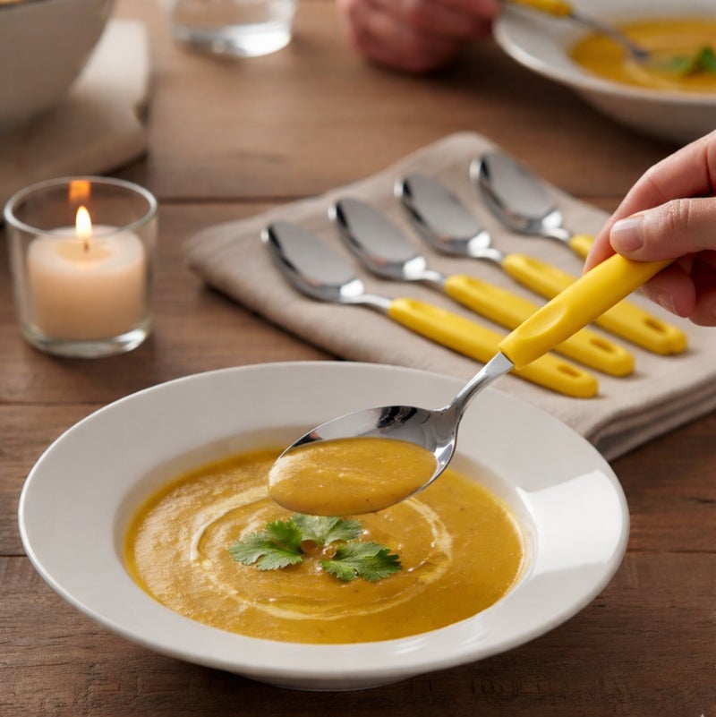 ديسينت ديسنت تيبل سبون سِت أوف 6 | ستينلس ستيل سمول تي سبونز | إيرغونومِك هاندل | ميرر فينيش | دزرت سبونز فور هوم، كيتشن، ريستورانت، ديش واشر سيف - Image 5