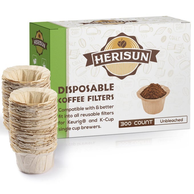 300 COUNT DISPOSABLE K CUP FILTERS COFFEE FILTER PAPER FOR KEURIG BREWERS SINGLE SERVE 10 AND 20 USE WITH RESUSABLE K CUP PODS UNBLEACHED NATURAL