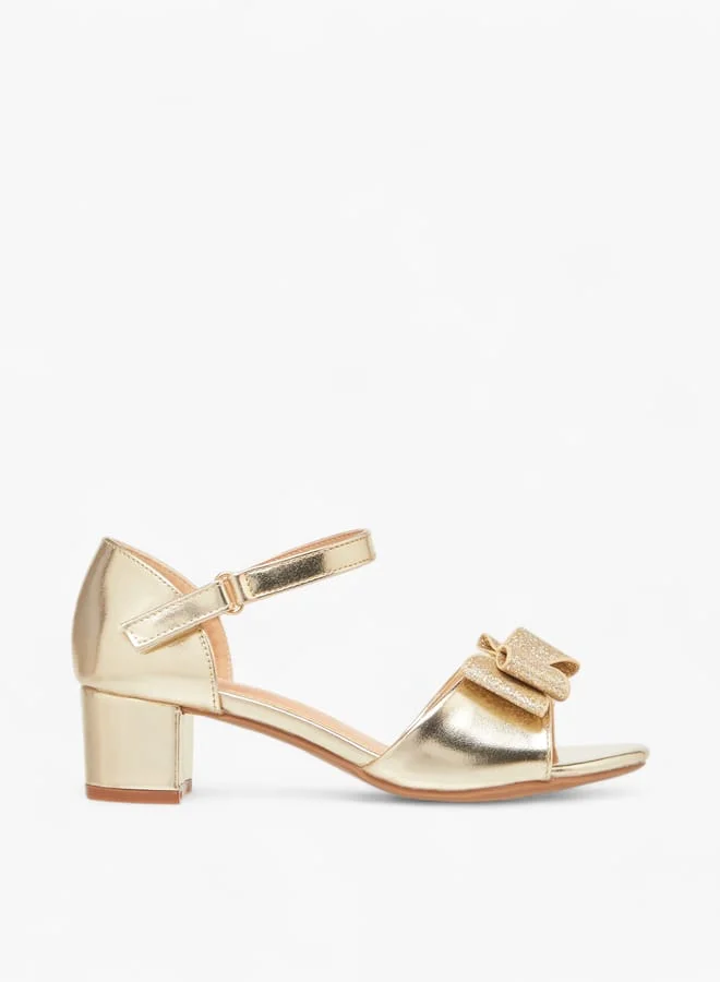 Flora Bella By Shoexpress Girls Bow Applique Sandals with Hook and Loop Closure
