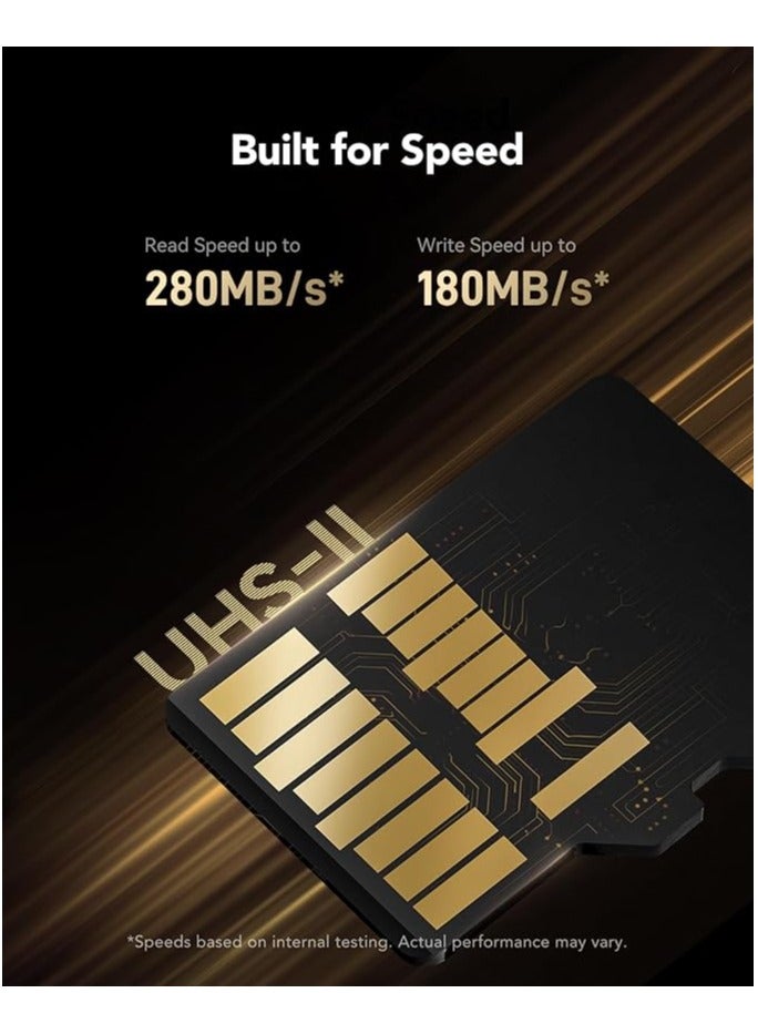 ليكسار Gold Micro SD Card 256GB, microSDXC UHS-II Memory Card, V60, U3, A1, C10 microSD Card, Up to 280MB/s Read Speed, for Drone/Action Camera/UHS-II Gaming Device (LMSGOLD256G-BNNG) - Image 3