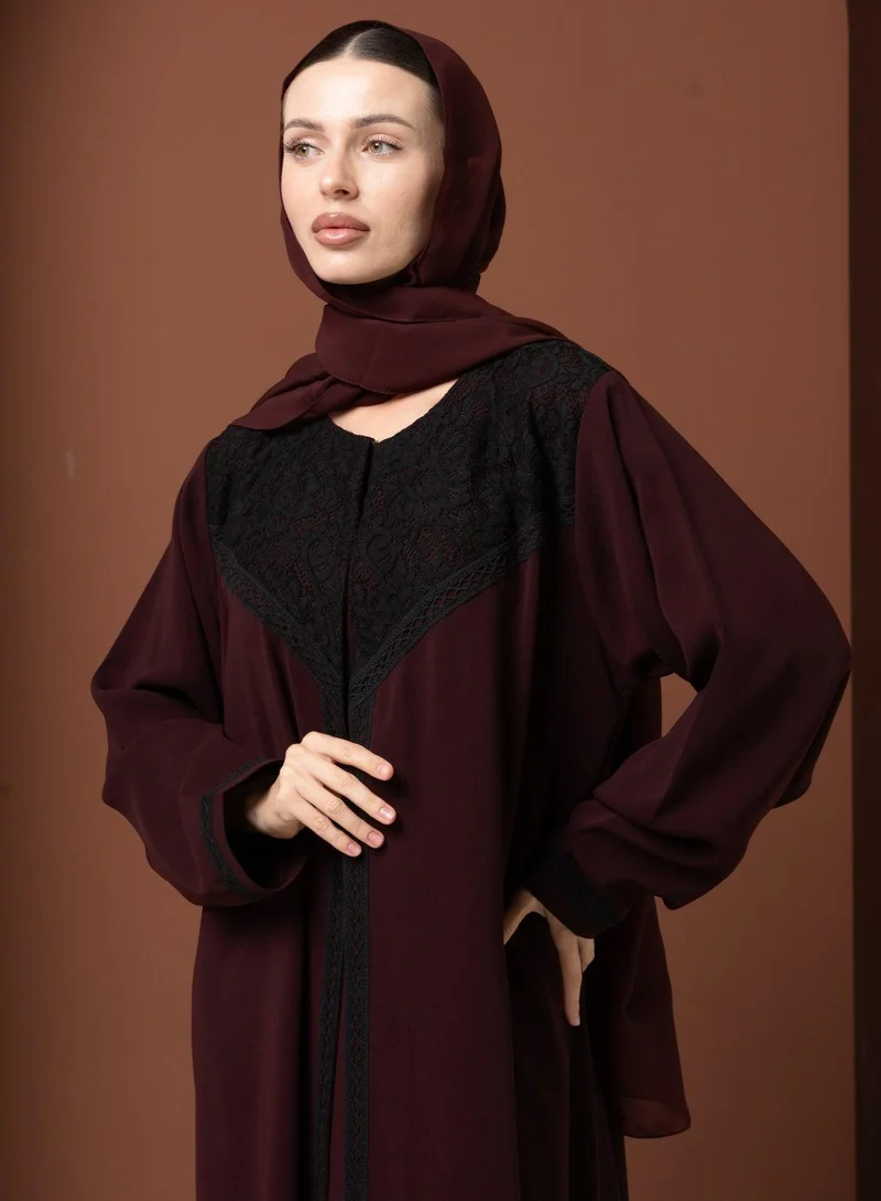 Meem by Mariyah Front open abaya with sheila