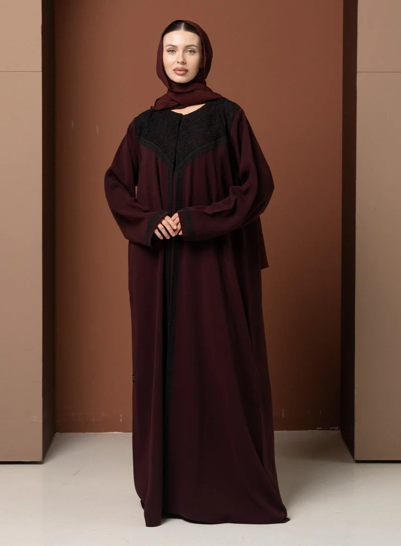 Meem by Mariyah Front open abaya with sheila