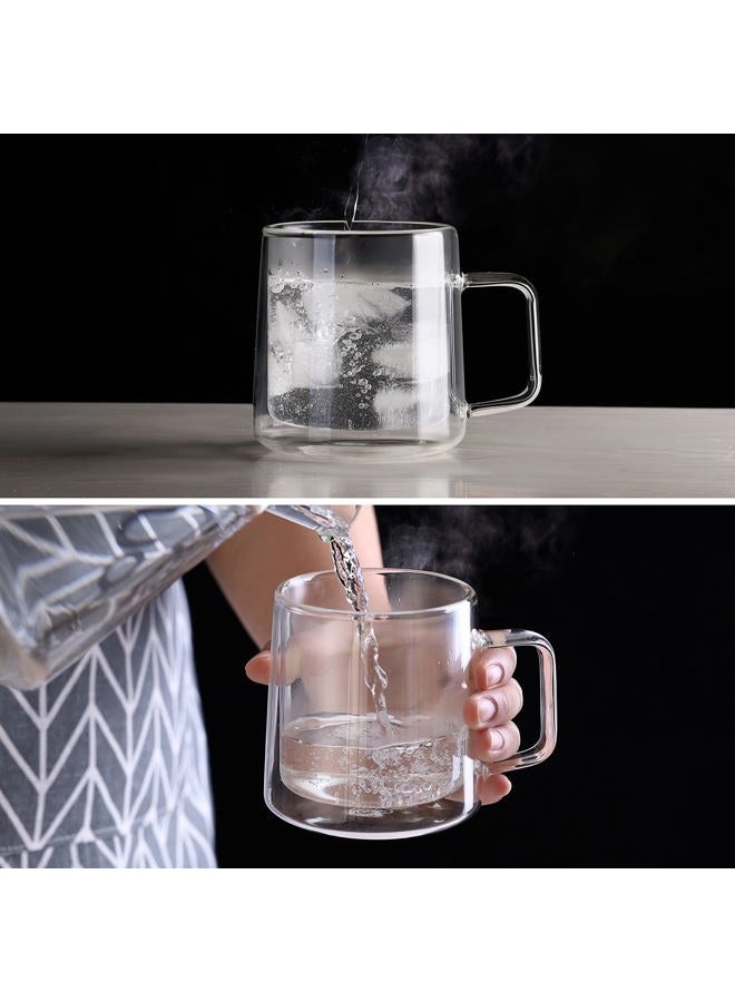 CnGlass 10oz Glass Coffee Mugs,Double Wall Insulated Glass Mugs with Handle,Clear Espresso Mugs for Latte,Cappuccino,Tea Bag,Set of 2 - Image 4