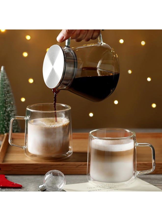 CnGlass 10oz Glass Coffee Mugs,Double Wall Insulated Glass Mugs with Handle,Clear Espresso Mugs for Latte,Cappuccino,Tea Bag,Set of 2 - Image 3