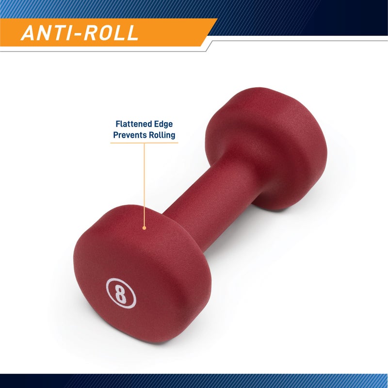 Marcy Neoprene Dumbbell, Single Piece, 8-lb, Burgundy - Image 3