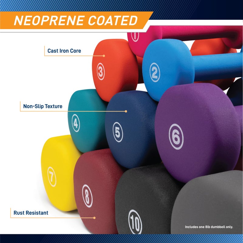 Marcy Neoprene Dumbbell, Single Piece, 8-lb, Burgundy - Image 4