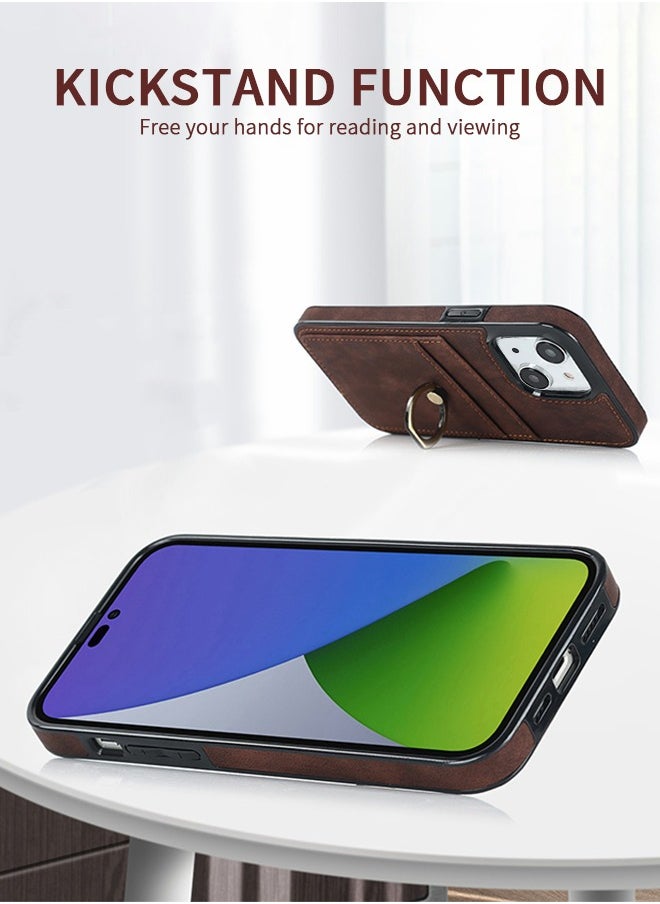 GROIC - For iPhone 14 Plus IPhone 14 Max Case 6.7 Inch Wallet Case with Card Holder Ring Kickstand Dual Layer Leather Credit Card Slots Protective Shockproof Cover Designed for IPhone 14 Plus Shell - Image 1