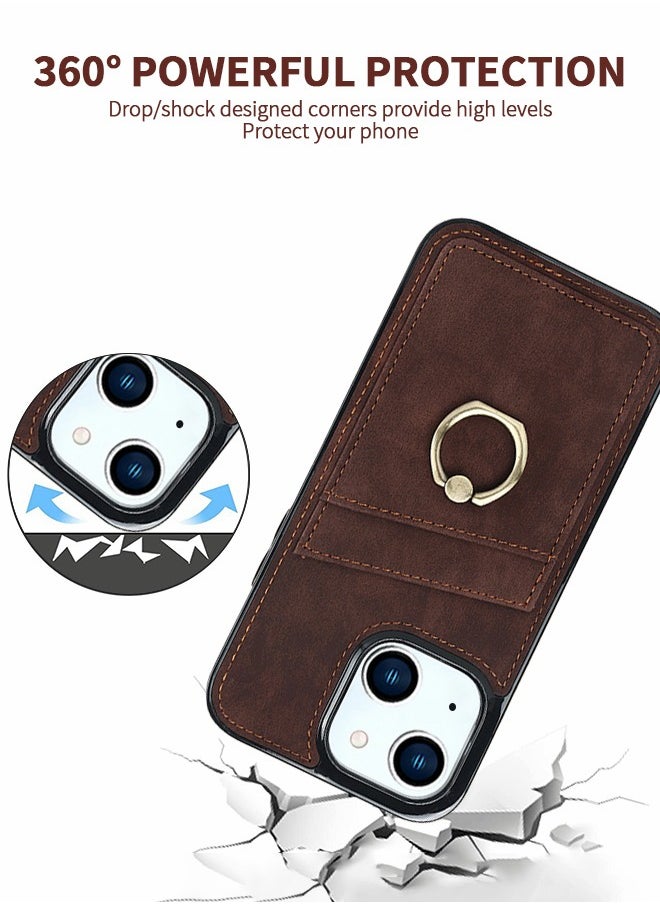 GROIC - For iPhone 14 Plus IPhone 14 Max Case 6.7 Inch Wallet Case with Card Holder Ring Kickstand Dual Layer Leather Credit Card Slots Protective Shockproof Cover Designed for IPhone 14 Plus Shell - Image 1