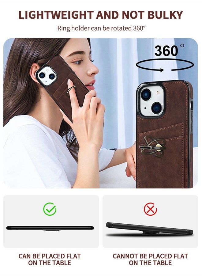 GROIC - For iPhone 14 Plus IPhone 14 Max Case 6.7 Inch Wallet Case with Card Holder Ring Kickstand Dual Layer Leather Credit Card Slots Protective Shockproof Cover Designed for IPhone 14 Plus Shell - Image 1