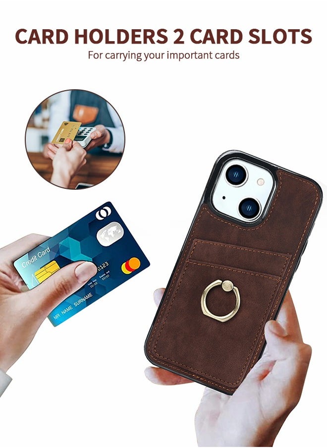GROIC - For iPhone 14 Plus IPhone 14 Max Case 6.7 Inch Wallet Case with Card Holder Ring Kickstand Dual Layer Leather Credit Card Slots Protective Shockproof Cover Designed for IPhone 14 Plus Shell - Image 1