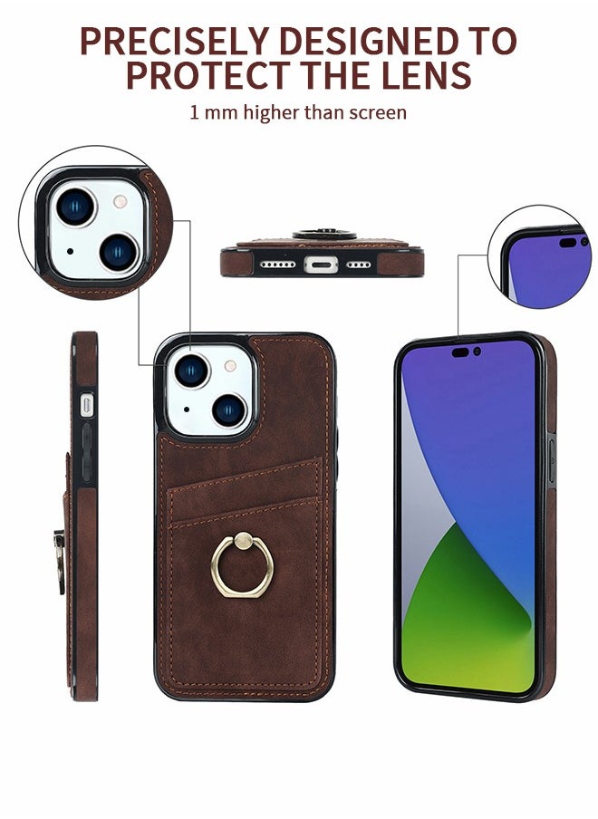 GROIC - For iPhone 14 Plus IPhone 14 Max Case 6.7 Inch Wallet Case with Card Holder Ring Kickstand Dual Layer Leather Credit Card Slots Protective Shockproof Cover Designed for IPhone 14 Plus Shell - Image 1