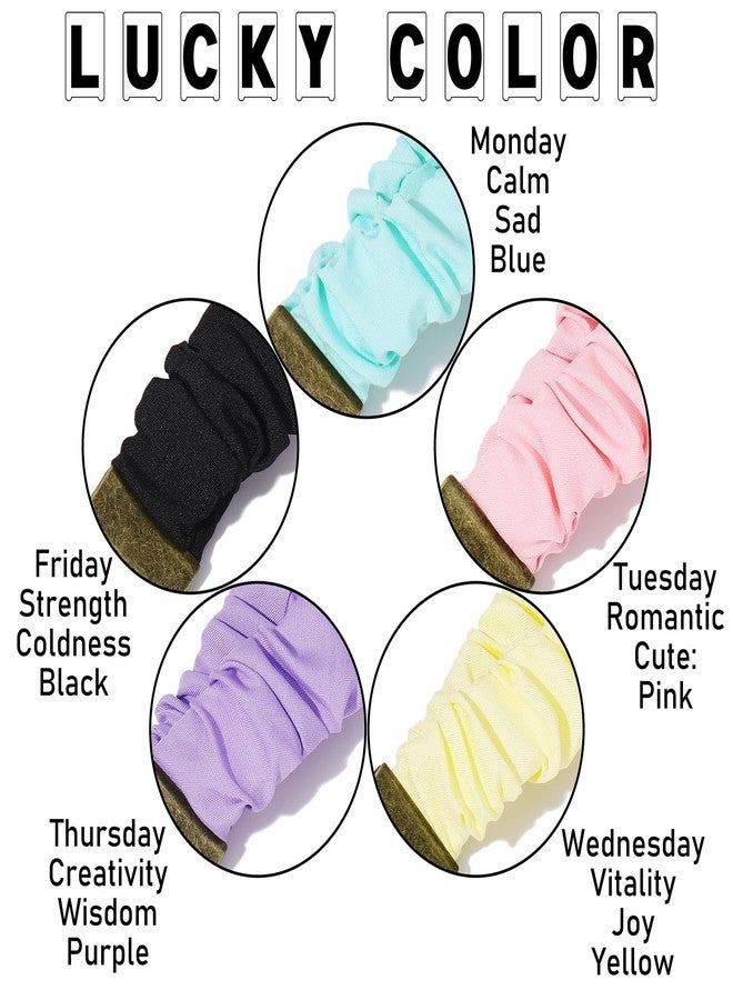 Coiris 5 Pairs Teacher Scrunchie Lanyard with Id Holder Mood Weekly Styles for Id Badges Cute Keys Stretchy Retractable Neck Colorful Breakaway Lanyard for School - Image 4