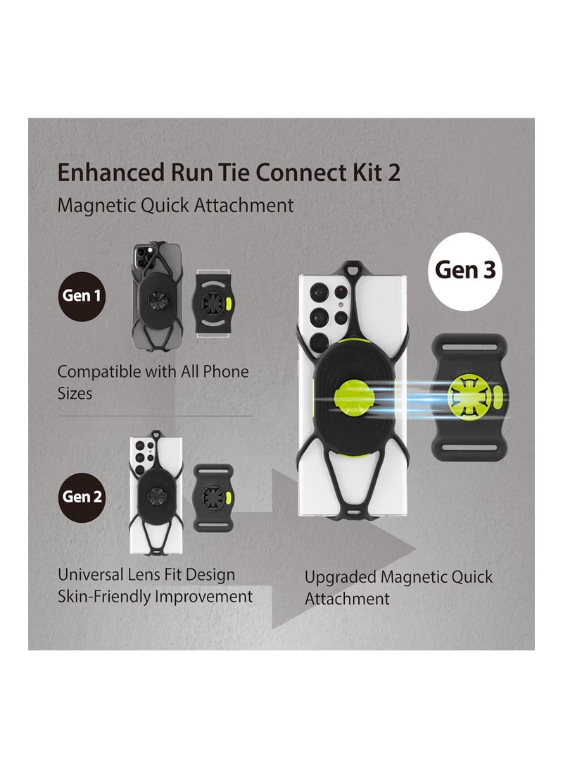 BONE Running Phone Armband Holder, Phone Holder for Jogging, Adjustable Band, Quick Release Sports Armband for iPhone 16 15 14 13 12 Samsung Galaxy, Fits 4.7"-7.2" Phone-Run Tie Connect Kit 2 Magnetic - Image 5