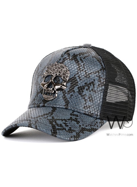 Philipp Plein PP Trucker Mesh Cap Navy Blue Color Cotton Hat For Men