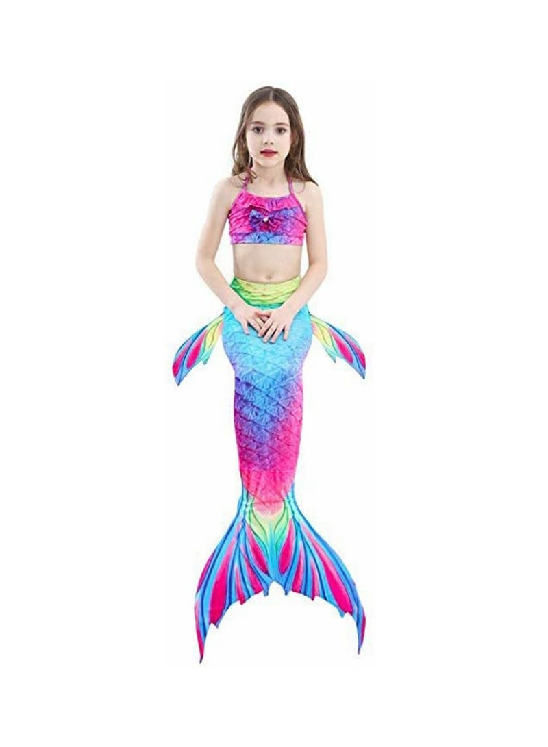 كول بيبي بدلة سباحة للفتيات من COOLBABY مكونة من ثلاث قطع بذيل حورية البحر للأطفال (110 مقاس) - Image 3