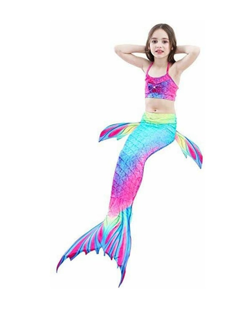 كول بيبي بدلة سباحة للفتيات من COOLBABY مكونة من ثلاث قطع بذيل حورية البحر للأطفال (110 مقاس) - Image 4