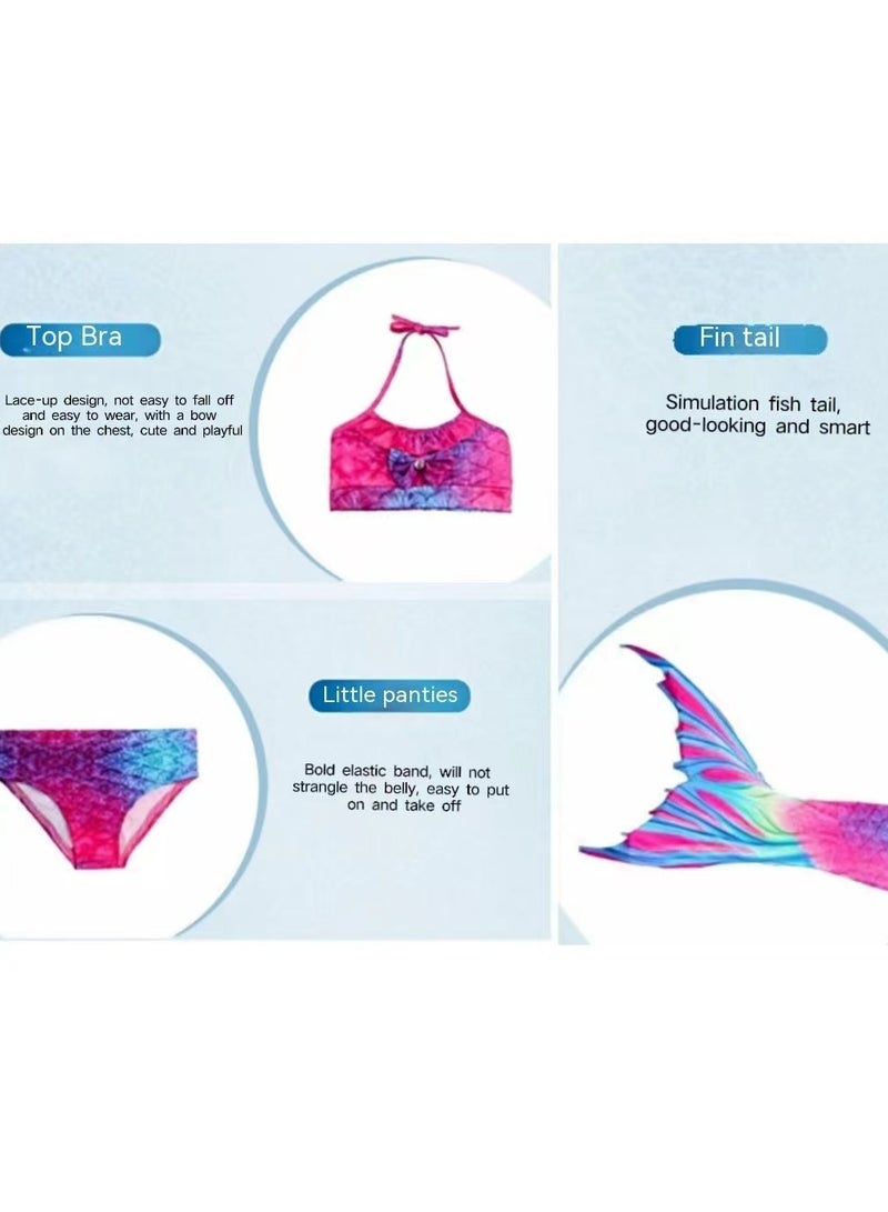 كول بيبي بدلة سباحة للفتيات من COOLBABY مكونة من ثلاث قطع بذيل حورية البحر للأطفال (110 مقاس) - Image 5