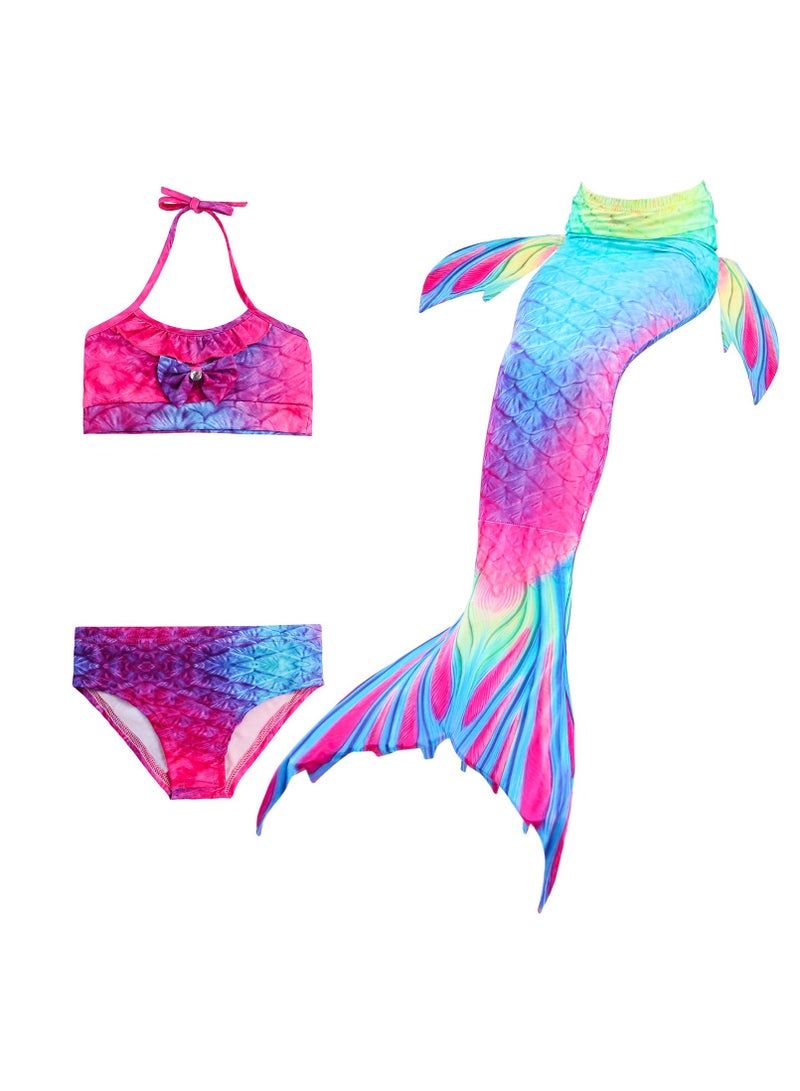كول بيبي بدلة سباحة للفتيات من COOLBABY مكونة من ثلاث قطع بذيل حورية البحر للأطفال (110 مقاس) - Image 1