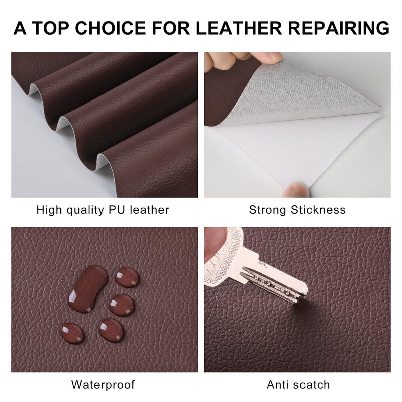 YAFLC Leather Repair Patch for Furniture, 4" x 63" Self Adhesive Leather Repair Kit Vinyl Repair Tape for Car Seat Sofa Jackets Couches Chair Brown - Image 4