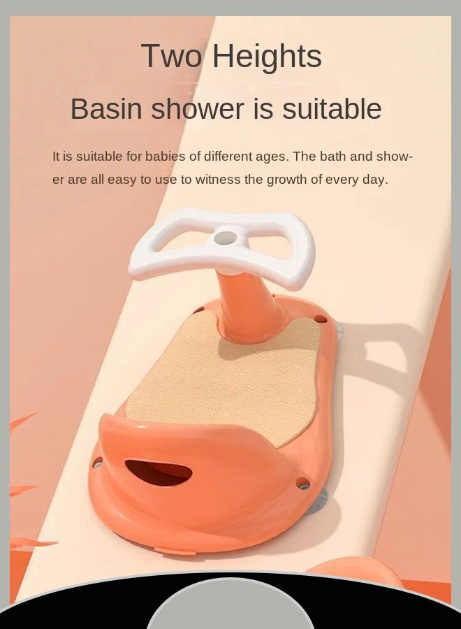 مقعد استحمام للأطفال من عمر 6 أشهر فما فوق، متعدد الاستخدامات، مقعد استحمام مانع للانزلاق للأطفال الصغار مع مساحة تخزين، يدعم الاستخدام في الحوض أو حوض الاستحمام، لون وردي - Image 5