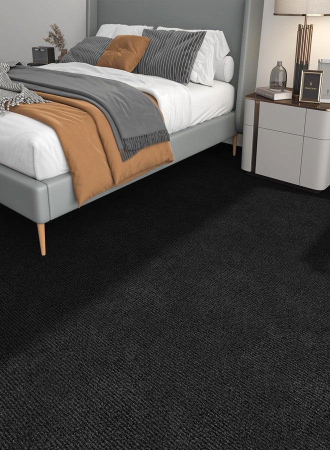 FunStick 24"x160" Large Black Carpet Roll with Padding Attached for Bedroom Living Room Outdoor Washable Rug Tiles Non Slip Soft Padded Carpet Tile Squares Peel and Stick Floor Tile for Kitchen Stairs - Image 2