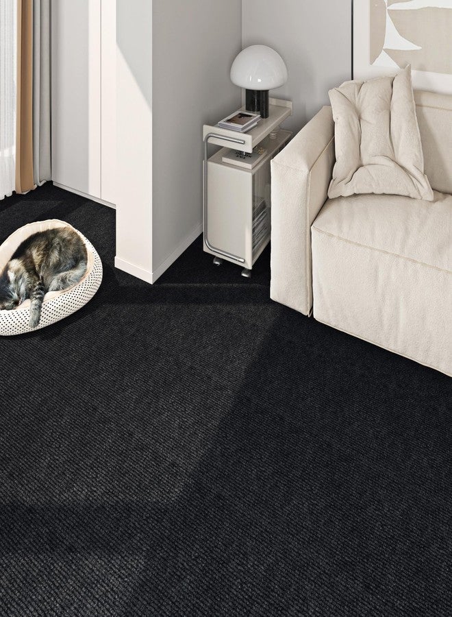 FunStick 24"x160" Large Black Carpet Roll with Padding Attached for Bedroom Living Room Outdoor Washable Rug Tiles Non Slip Soft Padded Carpet Tile Squares Peel and Stick Floor Tile for Kitchen Stairs - Image 3