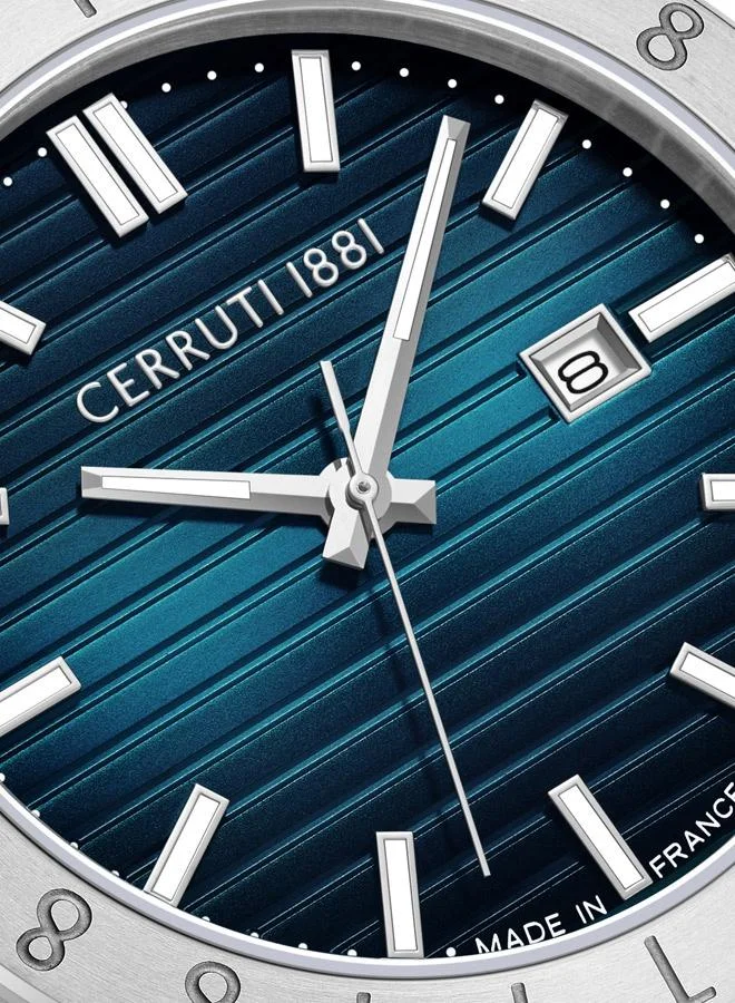 CERRUTI 1881 Filiano 42mm Men's Watch with Sapphire Coated Glass, Blue Dial & Stainless Steel Bracelet