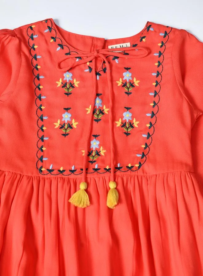 BELLA MODA Embroidered Cotton Dress
