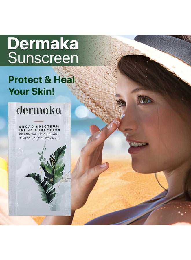 Dermaka Anti-Aging Sunscreen SPF 42 for All Skin Types - 5ml 25 Packets Water Resistant 80 min. Mineral-Based Tinted Sunscreen. - Image 3