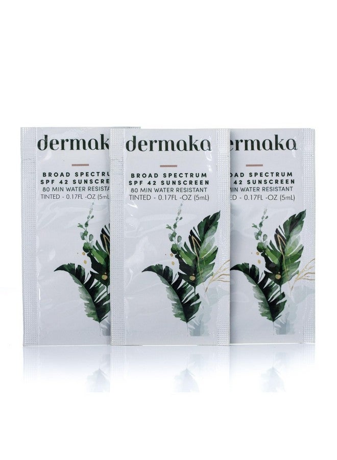 Dermaka Anti-Aging Sunscreen SPF 42 for All Skin Types - 5ml 25 Packets Water Resistant 80 min. Mineral-Based Tinted Sunscreen. - Image 1