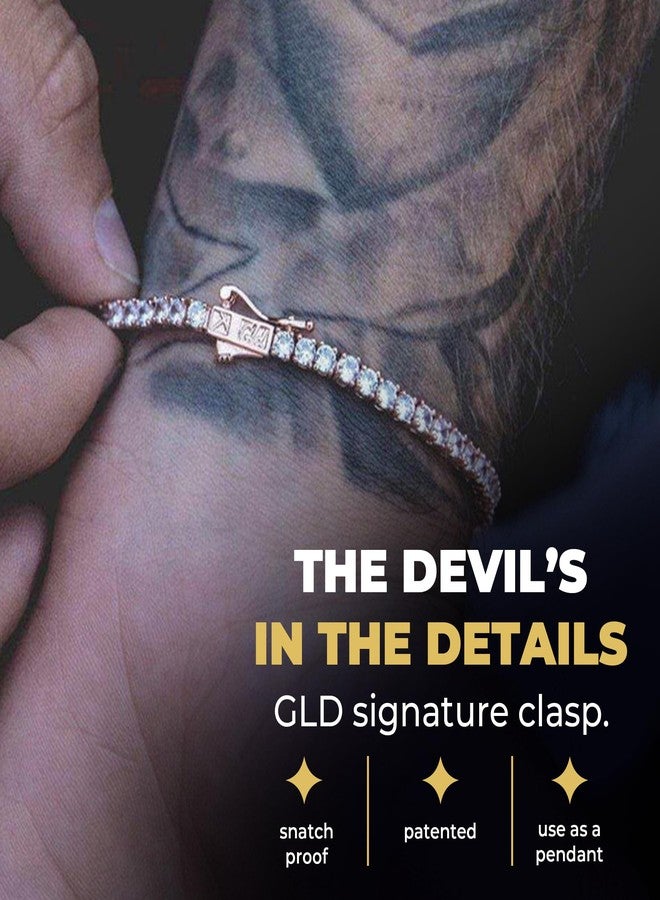 GLD Round Cut Tennis Bracelet - Iced Out Chain for Men and Women in Yellow Gold - 3MM - 7" - Image 3