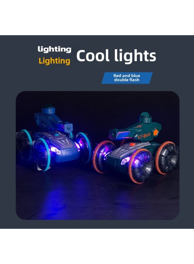 Amphibious Remote Control Vehicle Battle Tank Toy Gesture Sensing Launchable Water Cannon Children's Remote Control Toy-Color:2019-60 Single Remote Control Amphibious Ink Blue [color Box]-Specifications:Value Version With Dual Batteries  - Image 5