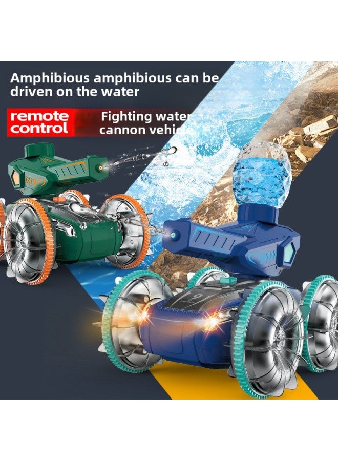 Amphibious Remote Control Vehicle Battle Tank Toy Gesture Sensing Launchable Water Cannon Children's Remote Control Toy-Color:2019-60 Single Remote Control Amphibious Ink Blue [color Box]-Specifications:Value Version With Dual Batteries  - Image 2