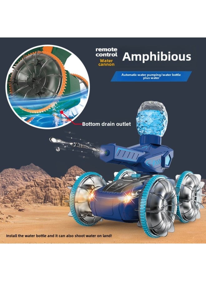 Amphibious Remote Control Vehicle Battle Tank Toy Gesture Sensing Launchable Water Cannon Children's Remote Control Toy-Color:2019-60 Single Remote Control Amphibious Ink Blue [color Box]-Specifications:Value Version With Dual Batteries  - Image 3