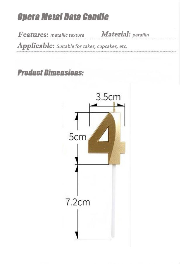 Ssovi Premium Gold Number 4 Birthday Candle, 3D Metallic Smokeless Cake Topper Decoration for Kids, Adults, Anniversary & Milestone Party - Image 5