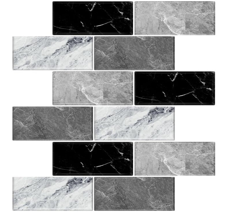 BSABSAQAA 10 Sheets Peel and Stick Backsplash for Kitchen 12"X12" Back Splash Adhesive Subway Wall Tile Flat Vinyl Sticker for Bathroom on Renter Friendly Marble 2-6 (Not 3D Tile) - Image 1