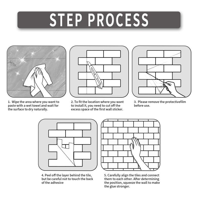 BSABSAQAA 10 Sheets Peel and Stick Backsplash for Kitchen 12"X12" Back Splash Adhesive Subway Wall Tile Flat Vinyl Sticker for Bathroom on Renter Friendly Marble 2-6 (Not 3D Tile) - Image 4