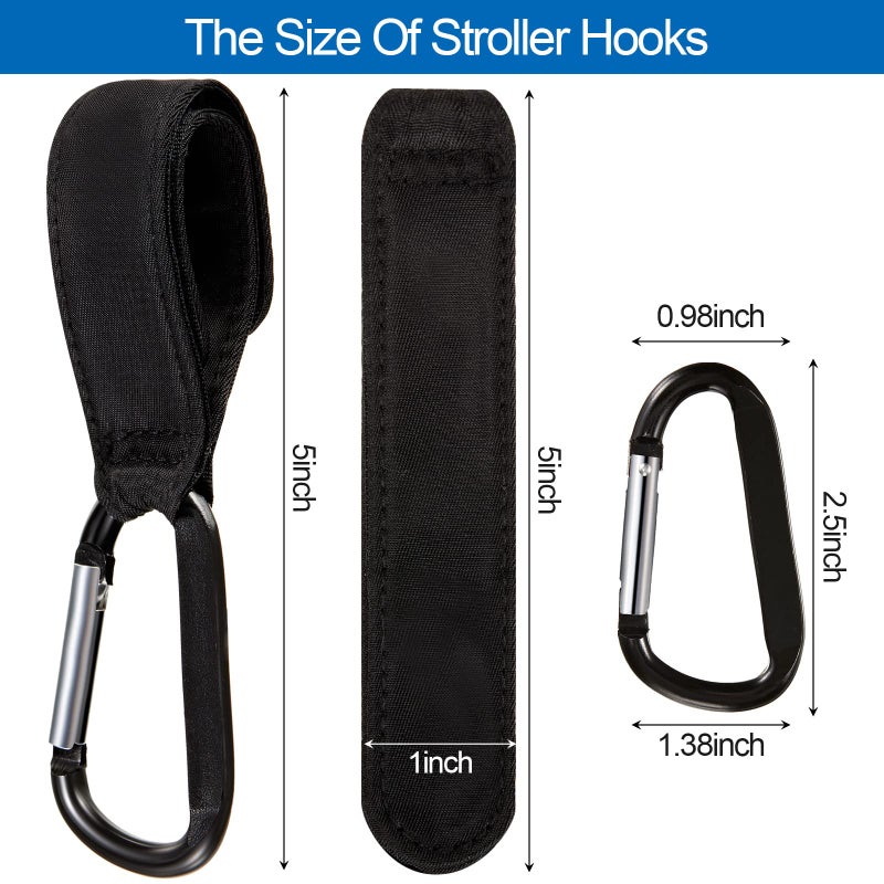Tuanse 6 Pack Baby Stroller Hooks for Hanging Diaper Bags Pram Clips for Bags Multipurpose Hooks for Grocery Shopping Backpack Stroller Accessories Pram Buggy Clips Straps Hook - Image 3