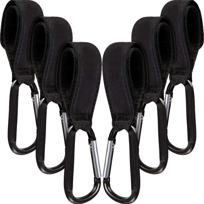 Tuanse 6 Pack Baby Stroller Hooks for Hanging Diaper Bags Pram Clips for Bags Multipurpose Hooks for Grocery Shopping Backpack Stroller Accessories Pram Buggy Clips Straps Hook - Image 1