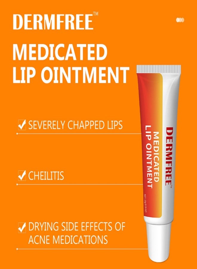 DERMFREE Medicated Lip Ointment, 0.35 oz, Helps Provide Relief of Symptoms of Cold Sores and Dry Lips, Pain Relief from Lip Sores & Blisters, Healing Lip Balm Ointment, 1 Pack - Image 2
