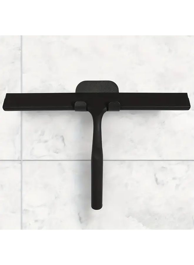 Heavy Duty Silicone Shower Squeegee With Hook Black 31cm Glass Wiper For Bathroom And Car - Image 1