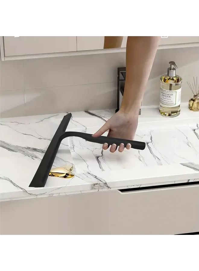 Heavy Duty Silicone Shower Squeegee With Hook Black 31cm Glass Wiper For Bathroom And Car - Image 5