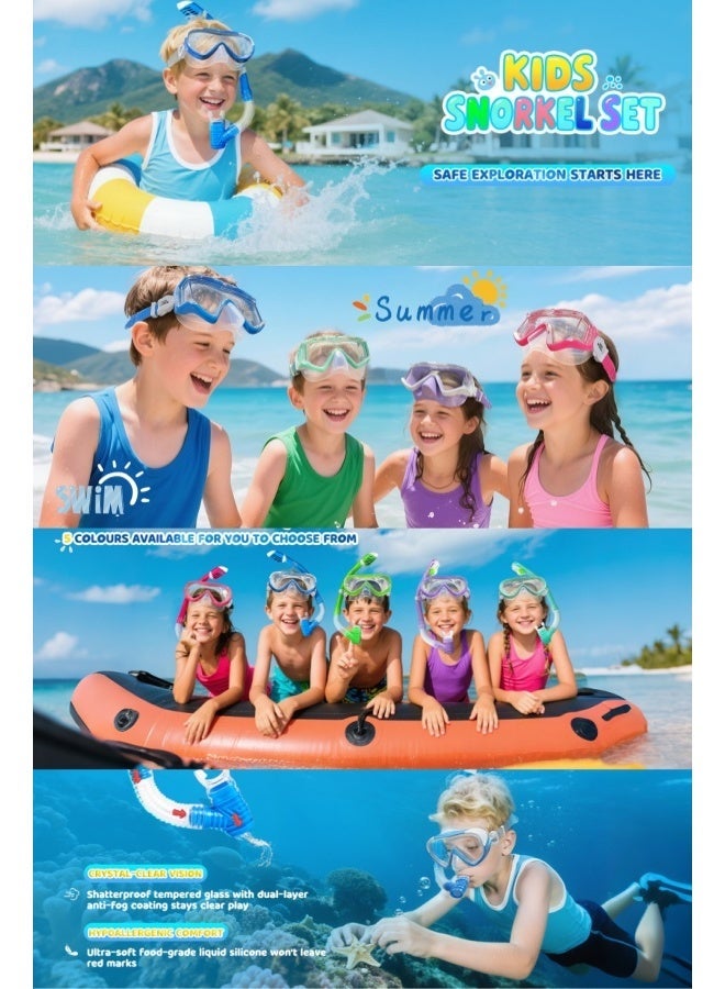 BESTPEAK Children's snorkeling equipment  freestyle silicone diving goggles  dry snorkel set  180° panoramic wide field of view diving mask  suitable for snorkeling  scuba diving  swimming travel - Image 3